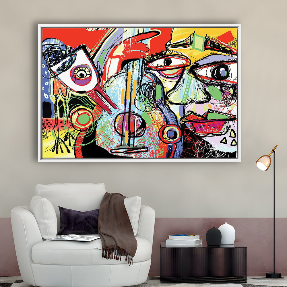 Dynamic Symphony Canvas Print, Contemporary Whirlwind Wall Art, Striking Large, Framed Cavas Print, Floating Frame
