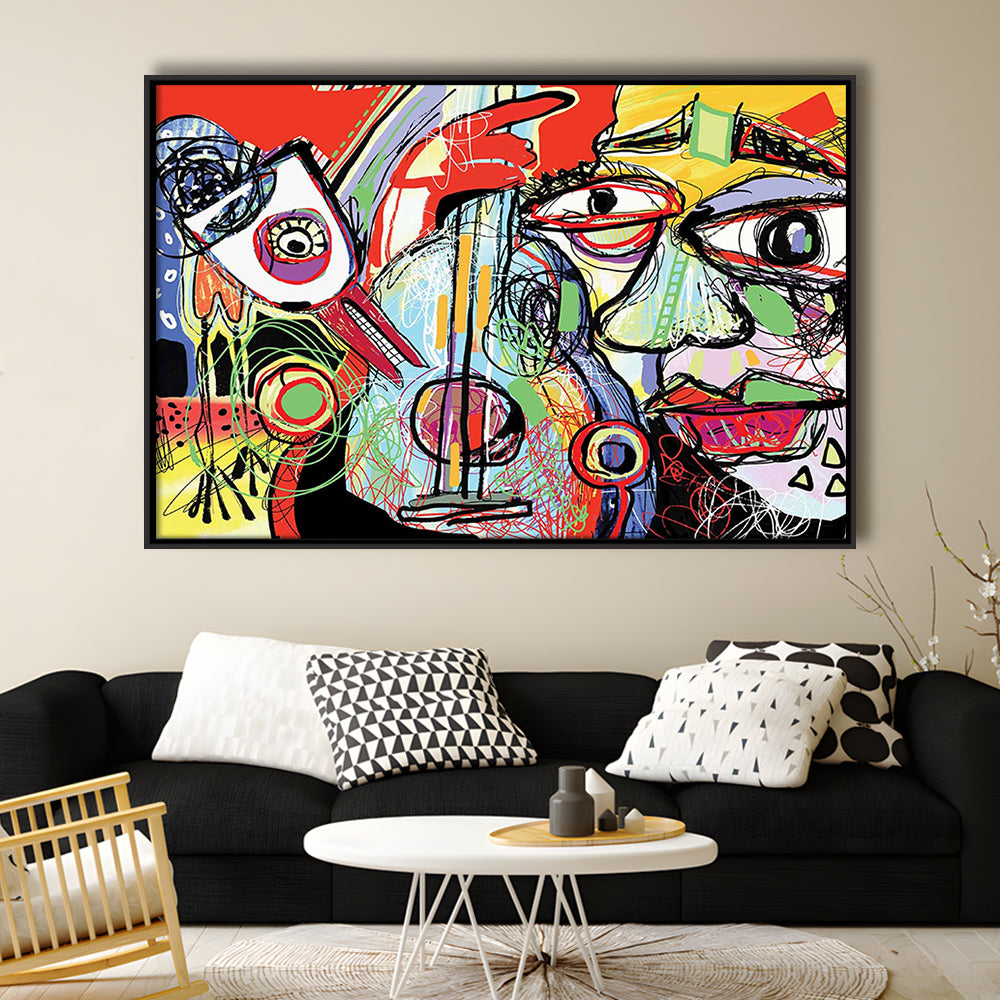 Dynamic Symphony Canvas Print, Contemporary Whirlwind Wall Art, Striking Large, Framed Cavas Print, Floating Frame
