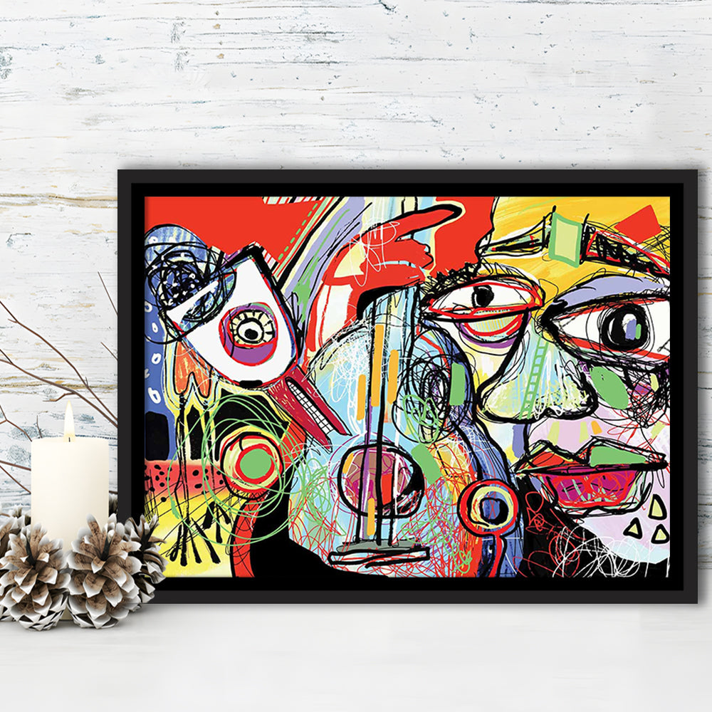 Dynamic Symphony Canvas Print, Contemporary Whirlwind Wall Art, Striking Large, Framed Cavas Print, Floating Frame