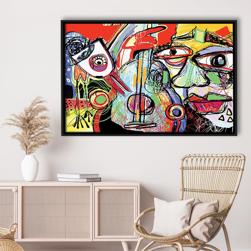 Dynamic Symphony Canvas Print, Contemporary Whirlwind Wall Art, Striking Large, Framed Cavas Print, Floating Frame
