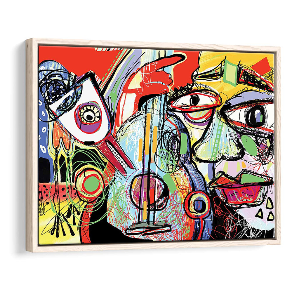 Dynamic Symphony Canvas Print, Contemporary Whirlwind Wall Art, Striking Large, Framed Cavas Print, Floating Frame