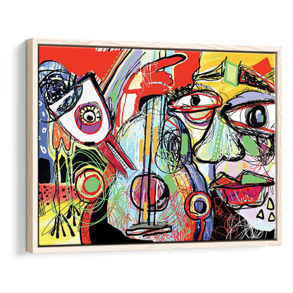 Dynamic Symphony Canvas Print, Contemporary Whirlwind Wall Art, Striking Large, Framed Cavas Print, Floating Frame