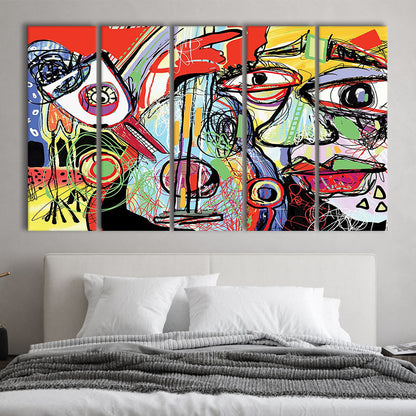 Dynamic Symphony Canvas Print, Contemporary Whirlwind Wall Art, 5 Piece B Extra Large Cavas Print Wall Art Decor