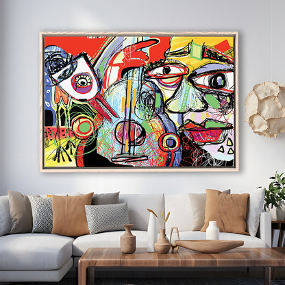 Dynamic Symphony Canvas Print, Contemporary Whirlwind Wall Art, Striking Large, Framed Cavas Print, Floating Frame