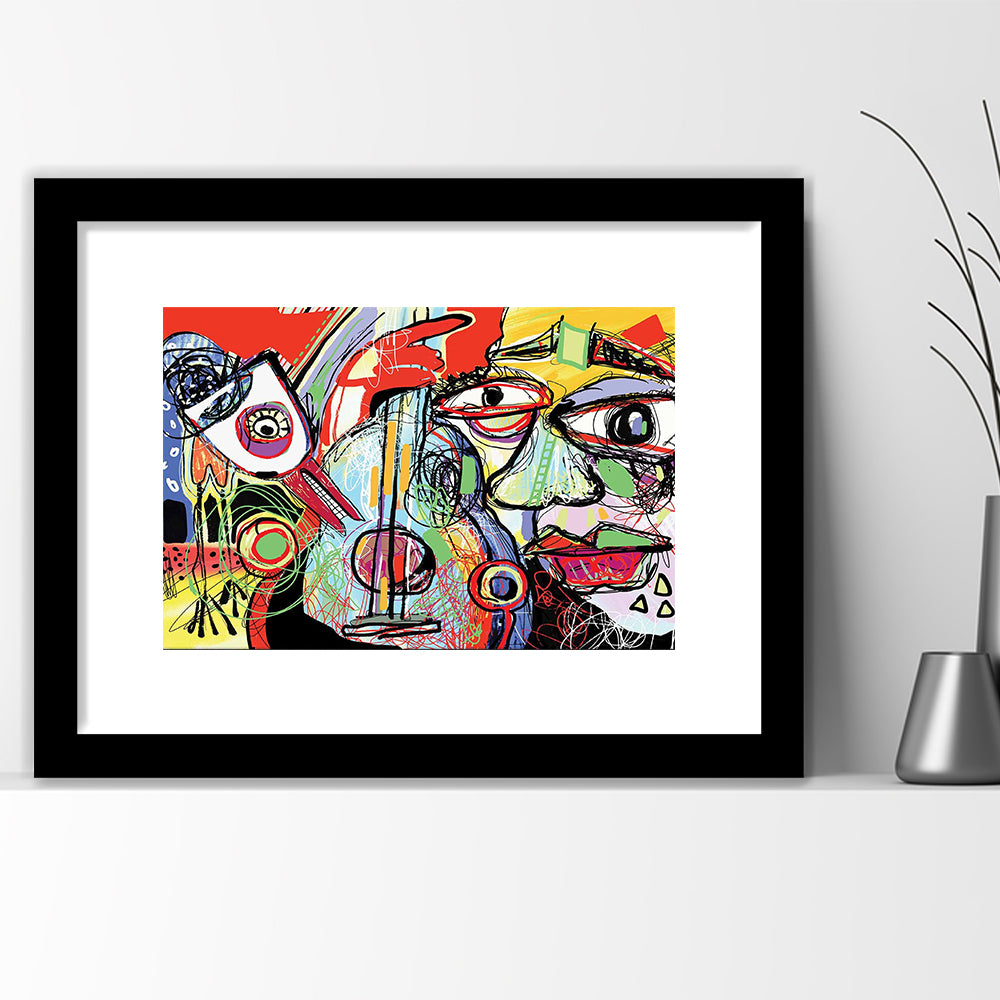 Dynamic Symphony Art Print, Contemporary Whirlwind Wall Art, Striking Large Wall Decor, Framed Art Print White Border