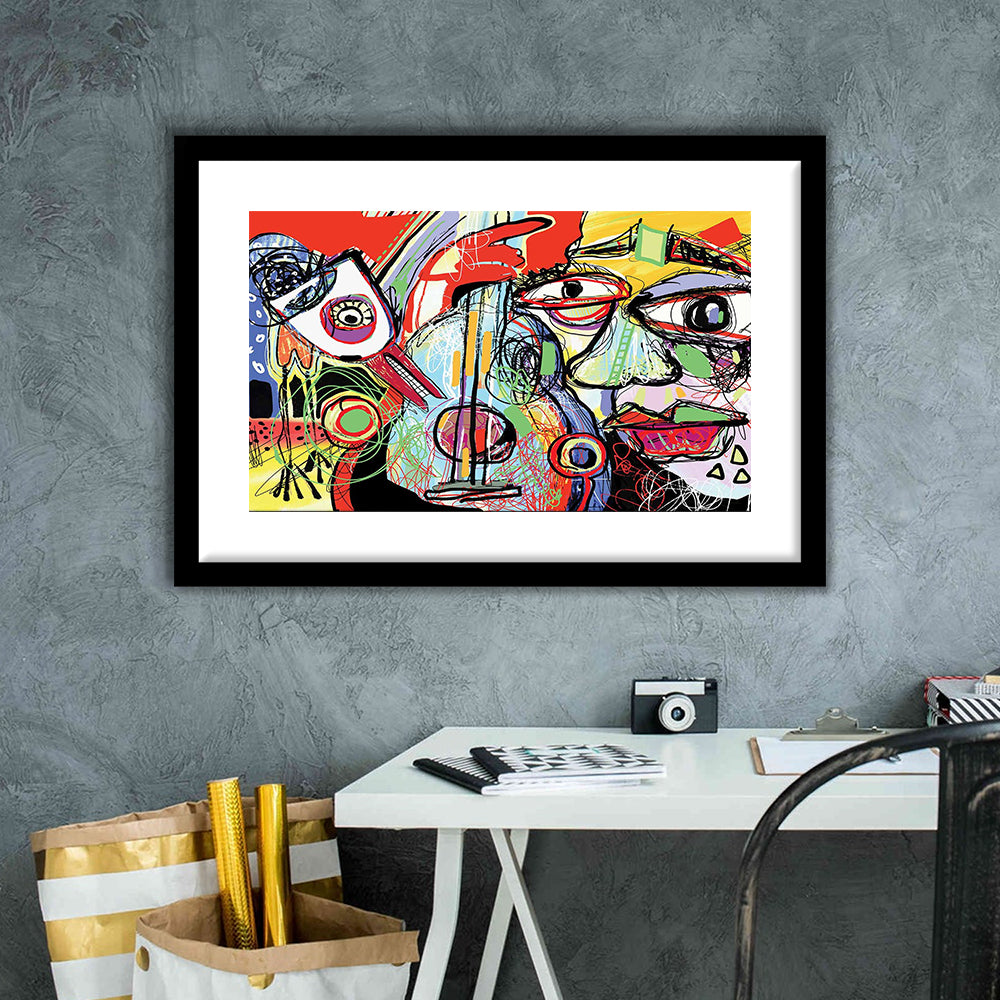 Dynamic Symphony Art Print, Contemporary Whirlwind Wall Art, Striking Large Wall Decor, Framed Art Print White Border