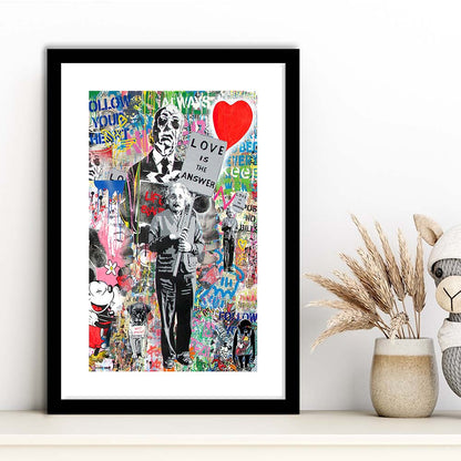 Love Is The Answer, Colorful Graffiti Painting Art, Framed Art Print, Luxury Pictures Framed, White Border