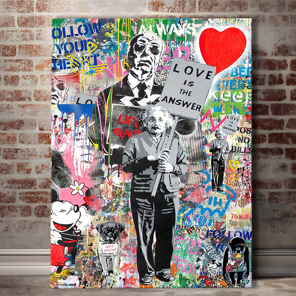 Love Is The Answer, Colorful Graffiti Painting Art, Canvas Print, Luxury Wall Art Decor, Modern Art