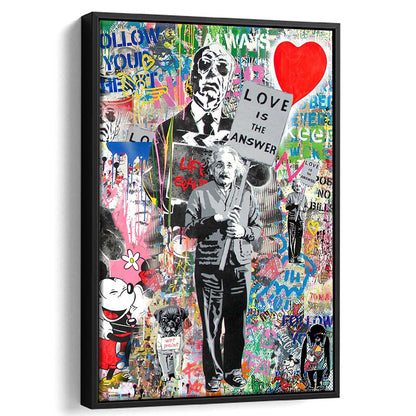 Love Is The Answer, Colorful Graffiti Painting Art, Framed Canvas Print, Floating Frame, Luxury Wall Art Decor