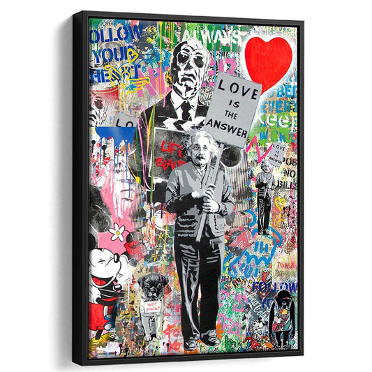 Love Is The Answer, Colorful Graffiti Painting Art, Framed Canvas Print, Floating Frame, Luxury Wall Art Decor