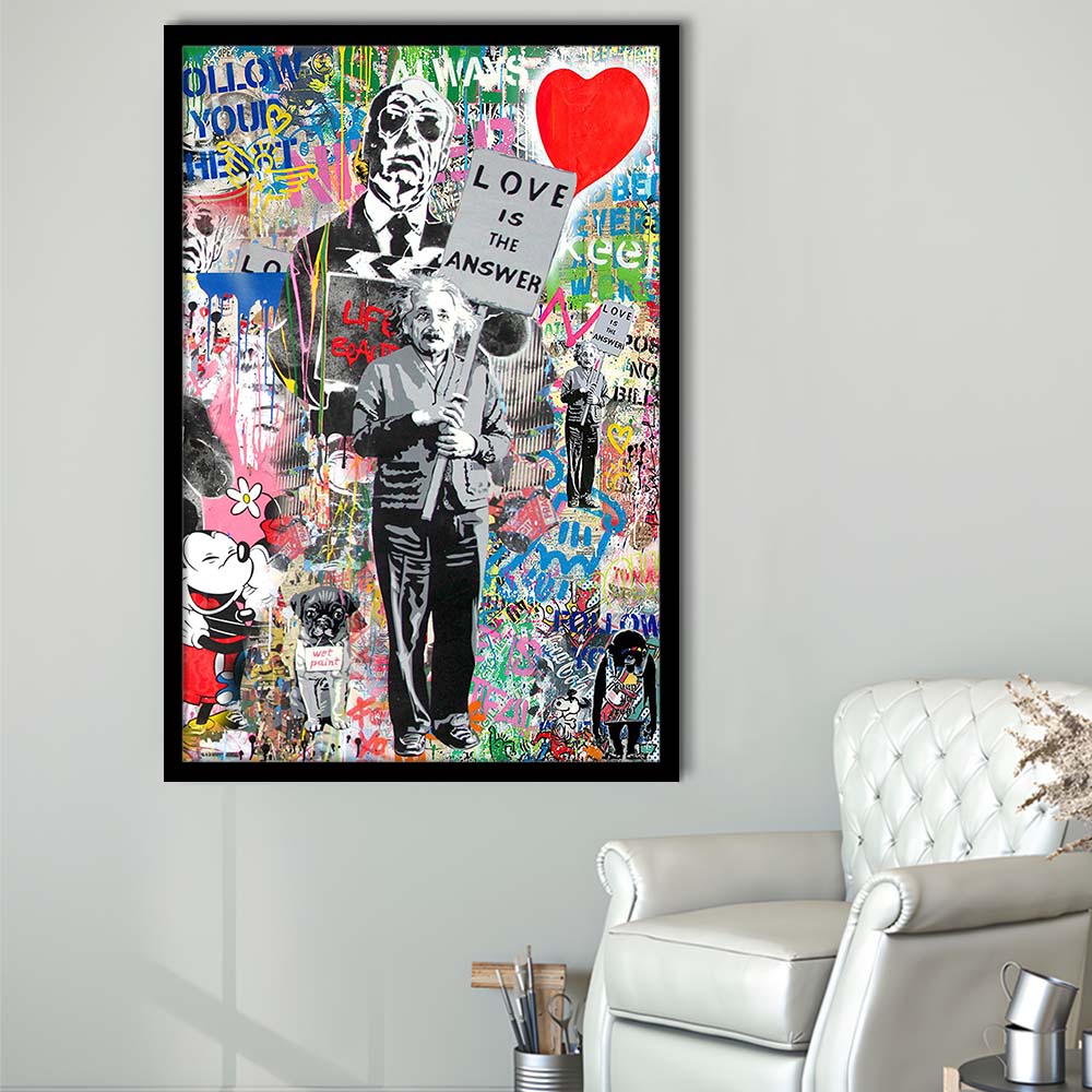 Love Is The Answer, Colorful Graffiti Painting Art, Framed Art Print, Picture Framed Wall Art Decor