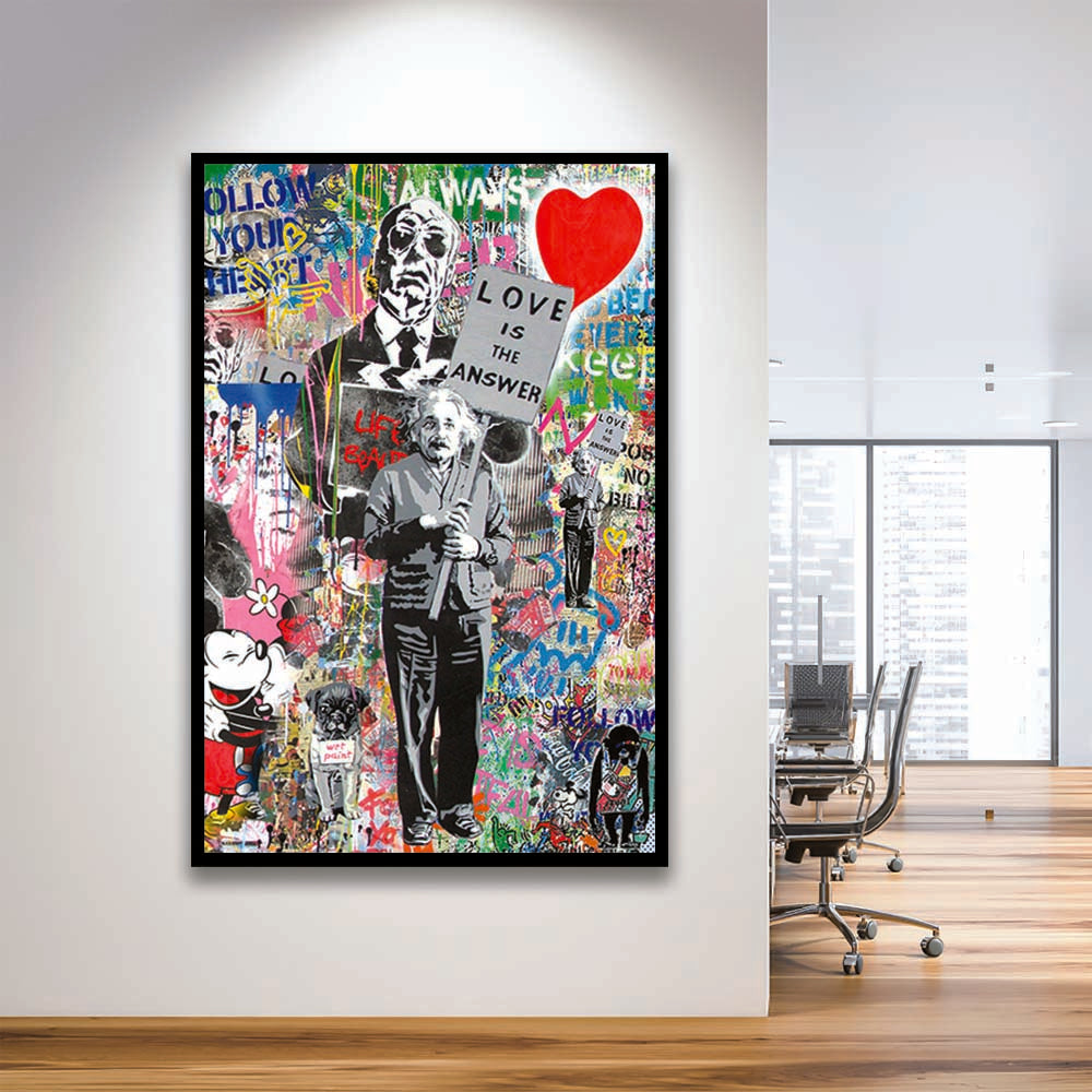 Love Is The Answer, Colorful Graffiti Painting Art, Framed Art Print, Picture Framed Wall Art Decor