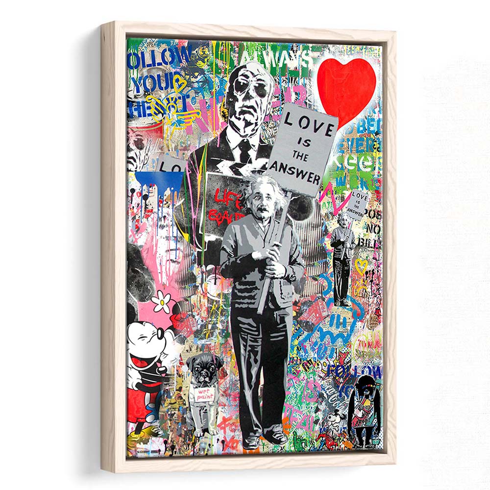 Love Is The Answer, Colorful Graffiti Painting Art, Framed Canvas Print, Floating Frame, Luxury Wall Art Decor