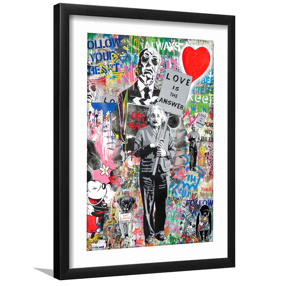 Love Is The Answer, Colorful Graffiti Painting Art, Framed Art Print, Luxury Pictures Framed, White Border