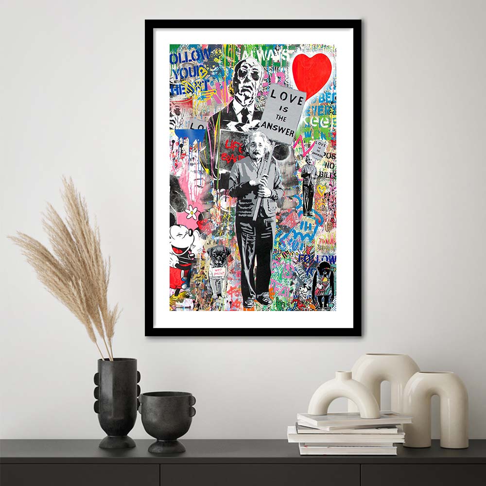 Love Is The Answer, Colorful Graffiti Painting Art, Framed Art Print, Luxury Pictures Framed, White Border
