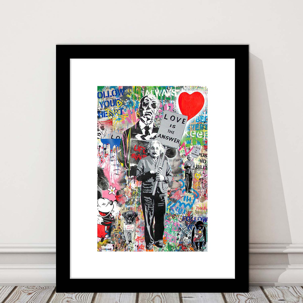 Love Is The Answer, Colorful Graffiti Painting Art, Framed Art Print, Luxury Pictures Framed, White Border