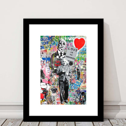 Love Is The Answer, Colorful Graffiti Painting Art, Framed Art Print, Luxury Pictures Framed, White Border