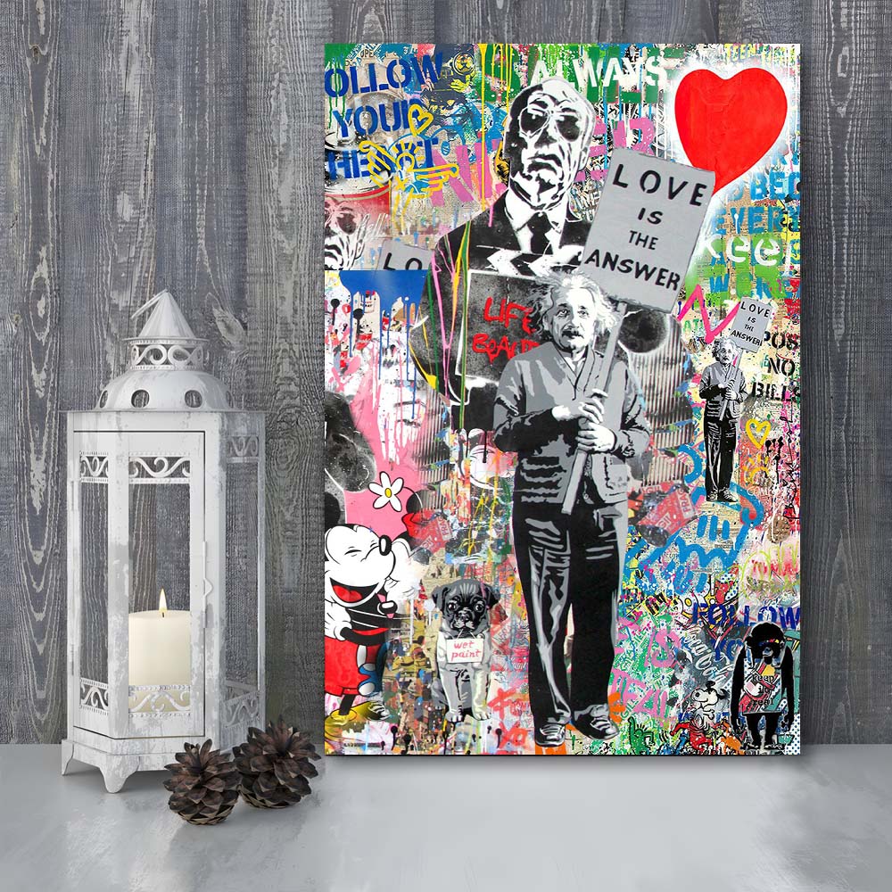 Love Is The Answer, Colorful Graffiti Painting Art, Canvas Print, Luxury Wall Art Decor, Modern Art