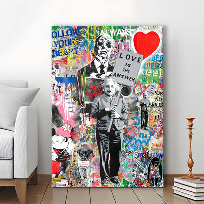 Love Is The Answer, Colorful Graffiti Painting Art, Canvas Print, Luxury Wall Art Decor, Modern Art
