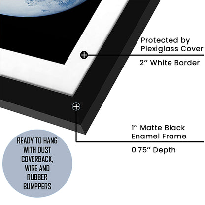 Earth Wall Art, The Blue Marble, Science Classroom, Home Office Decor, Framed Art Print White Border Wall Decor