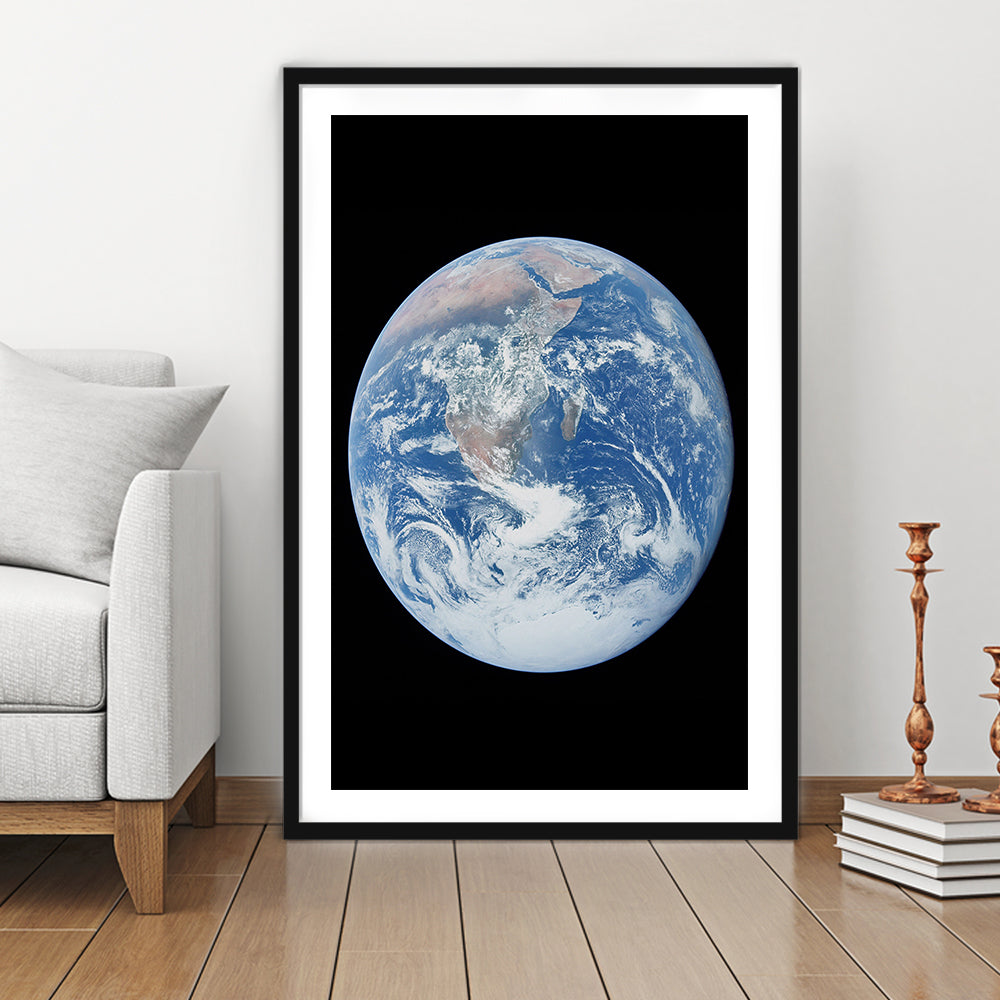 Earth Wall Art, The Blue Marble, Science Classroom, Home Office Decor, Framed Art Print White Border Wall Decor