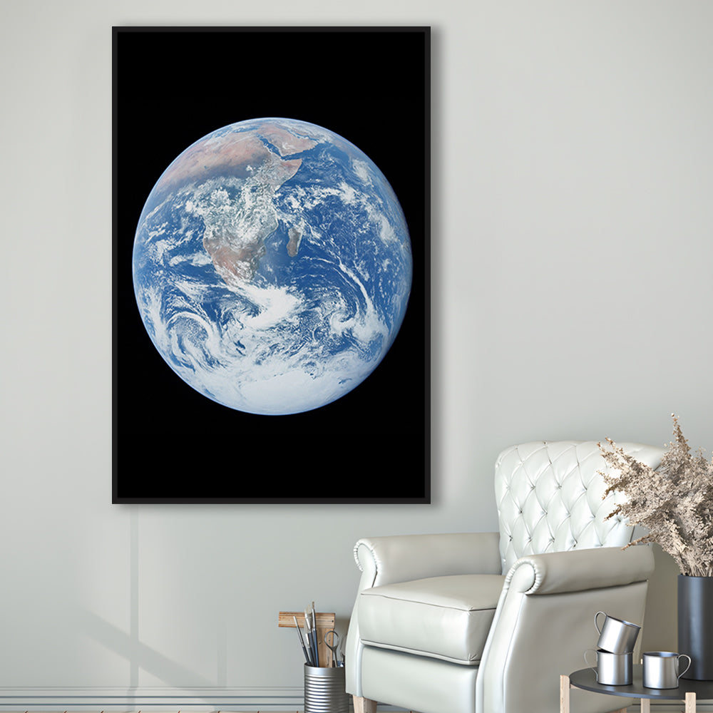 Earth Wall Art, The Blue Marble, Science Classroom, Home Office Decor, Floating Framed Canvas Print