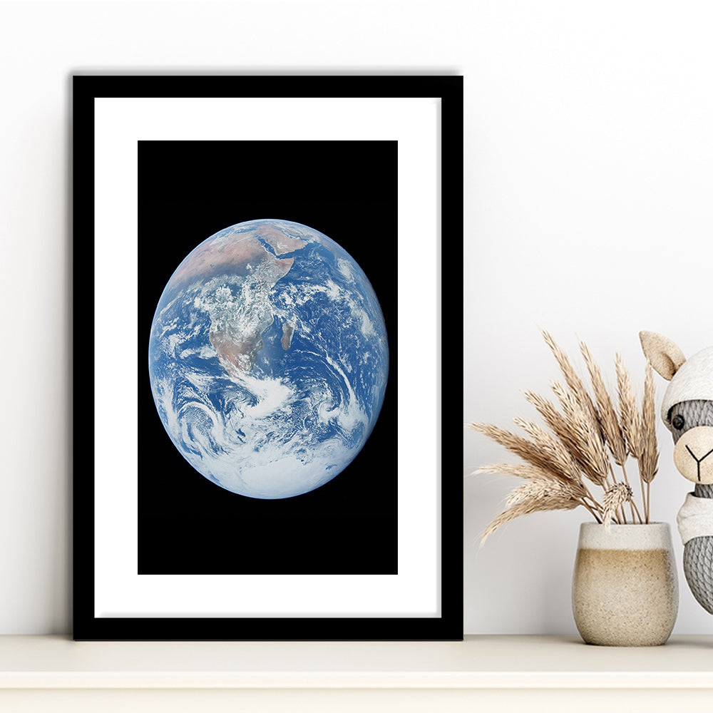 Earth Wall Art, The Blue Marble, Science Classroom, Home Office Decor, Framed Art Print White Border Wall Decor