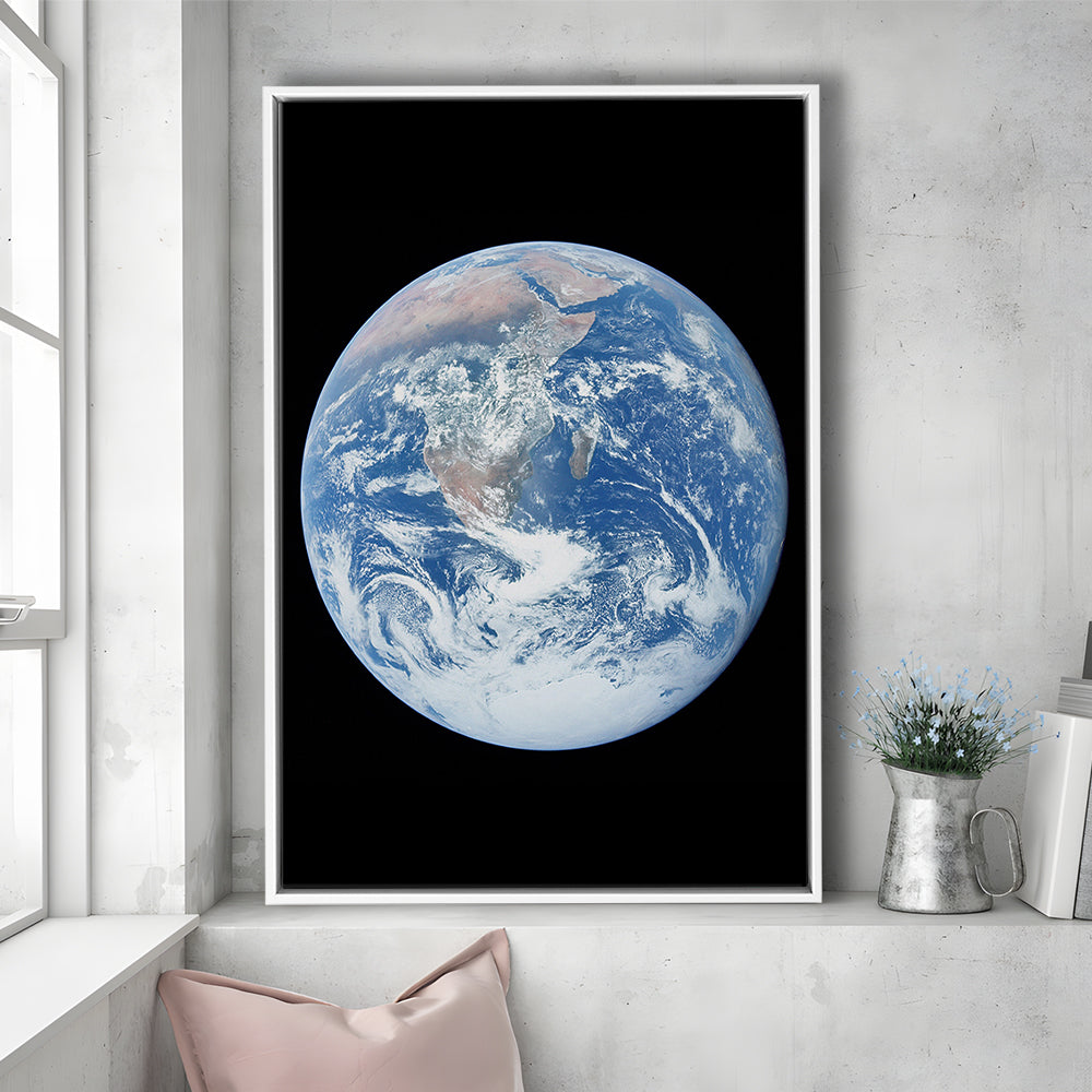 Earth Wall Art, The Blue Marble, Science Classroom, Home Office Decor, Floating Framed Canvas Print