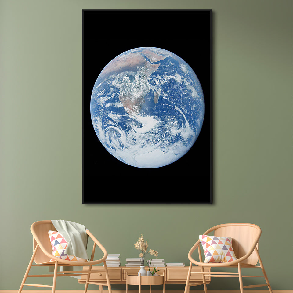 Earth Wall Art, The Blue Marble, Science Classroom, Home Office Decor, Floating Framed Canvas Print