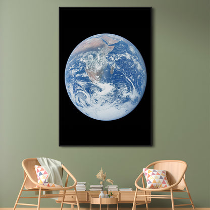 Earth Wall Art, The Blue Marble, Science Classroom, Home Office Decor, Floating Framed Canvas Print