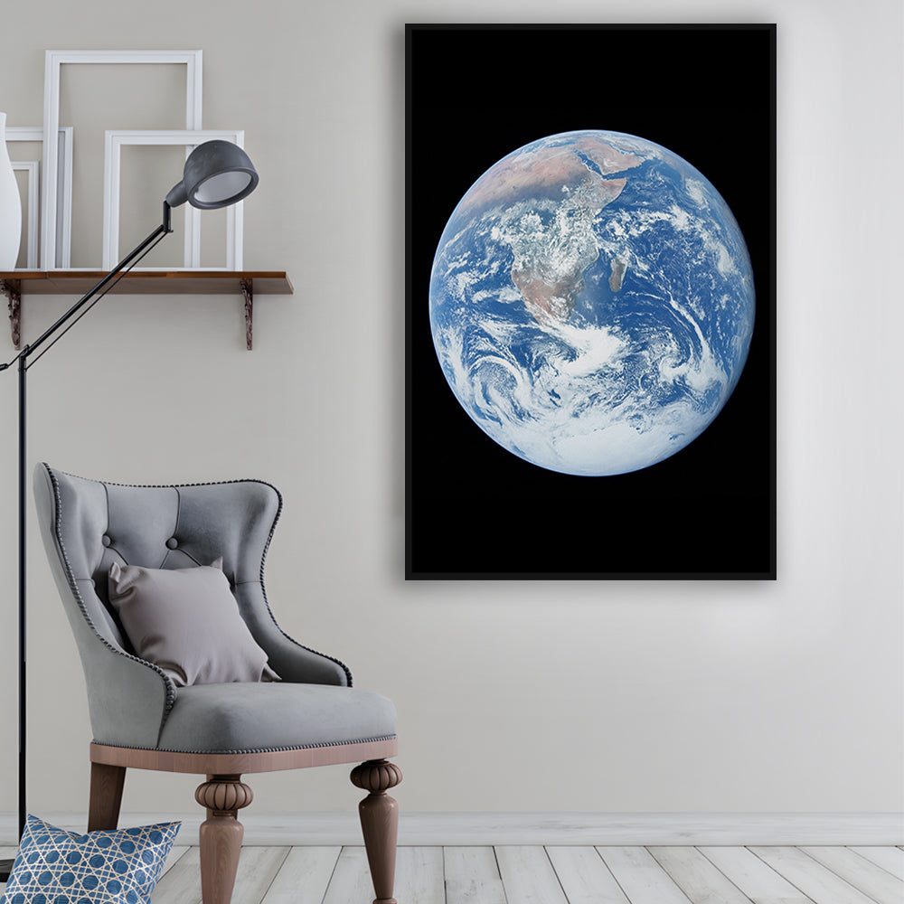 Earth Wall Art, The Blue Marble, Science Classroom, Home Office Decor, Floating Framed Canvas Print