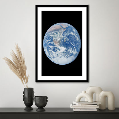 Earth Wall Art, The Blue Marble, Science Classroom, Home Office Decor, Framed Art Print White Border Wall Decor