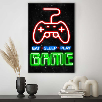 Eat Sleep Play Game, Game Room Art Wall Decor, Canvas Print, Luxury Wall Art Decor, Modern Art