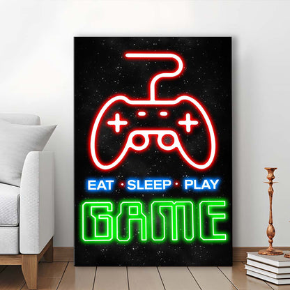 Eat Sleep Play Game, Game Room Art Wall Decor, Canvas Print, Luxury Wall Art Decor, Modern Art