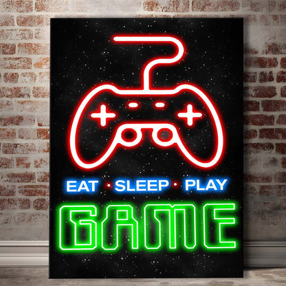 Eat Sleep Play Game, Game Room Art Wall Decor, Canvas Print, Luxury Wall Art Decor, Modern Art