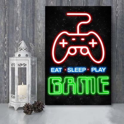 Eat Sleep Play Game, Game Room Art Wall Decor, Canvas Print, Luxury Wall Art Decor, Modern Art