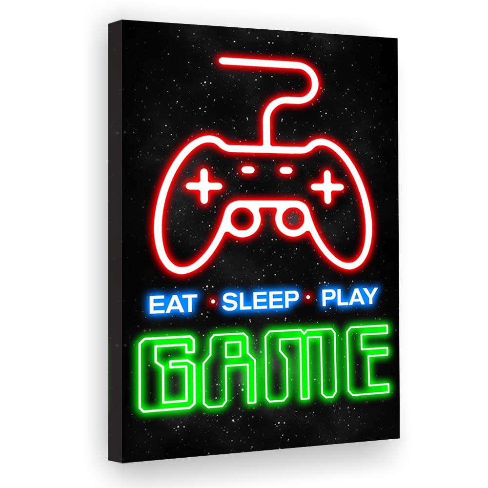 Eat Sleep Play Game, Game Room Art Wall Decor, Canvas Print, Luxury Wall Art Decor, Modern Art
