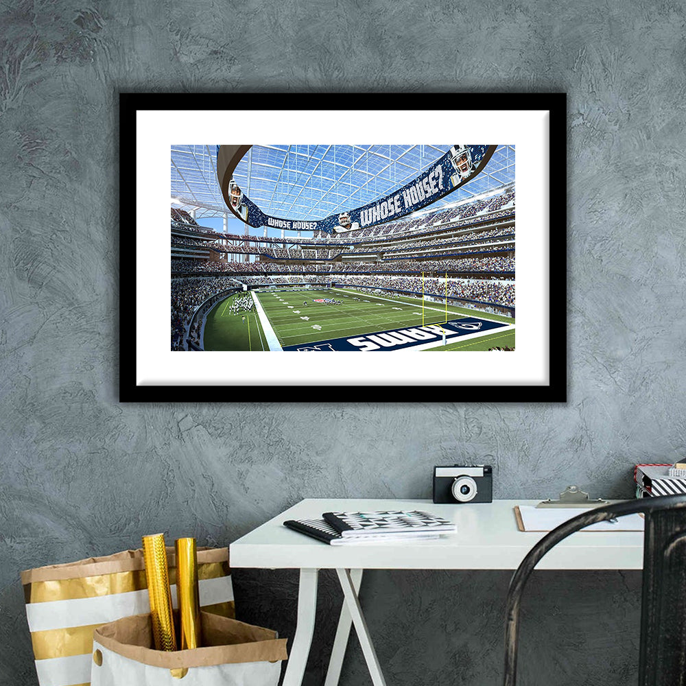Economics Sports Stadium, Stadium Canvas, Sport Art, Gift for him, White Border Framed Art Print Wall Decor