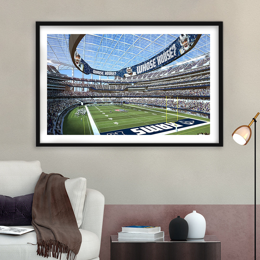 Economics Sports Stadium, Stadium Canvas, Sport Art, Gift for him, White Border Framed Art Print Wall Decor