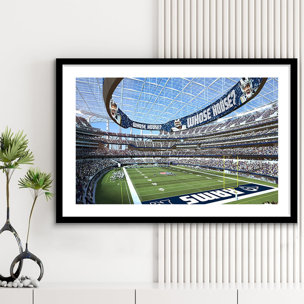 Economics Sports Stadium, Stadium Canvas, Sport Art, Gift for him, White Border Framed Art Print Wall Decor