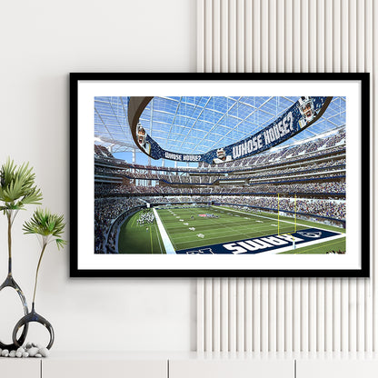 Economics Sports Stadium, Stadium Canvas, Sport Art, Gift for him, White Border Framed Art Print Wall Decor