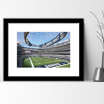 Economics Sports Stadium, Stadium Canvas, Sport Art, Gift for him, White Border Framed Art Print Wall Decor