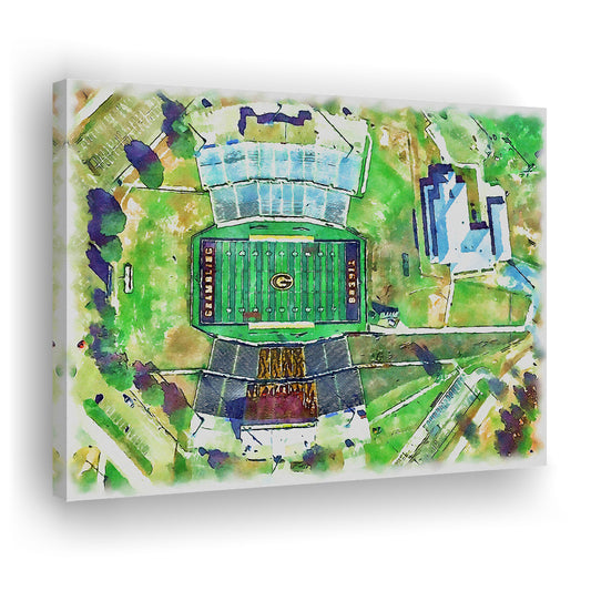 Eddie Robinson Painting Stadium Watercolor, Grambling Louisiana, Sport Art, Gifts for him, Canvas Print Wall Art