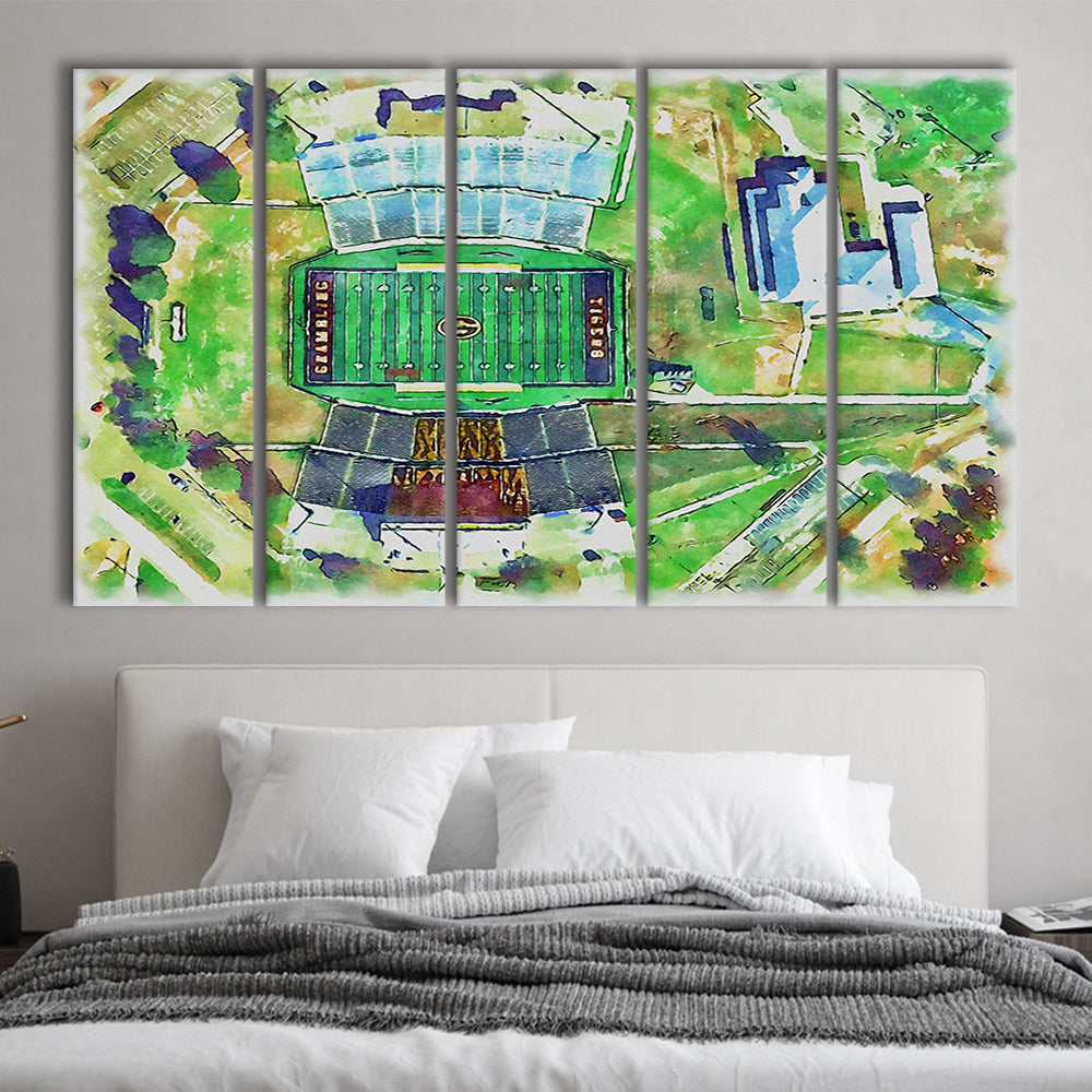 Eddie Robinson Painting Stadium Watercolor, Grambling Louisiana, Sport Art, Extra Large Canvas Print Wall Art