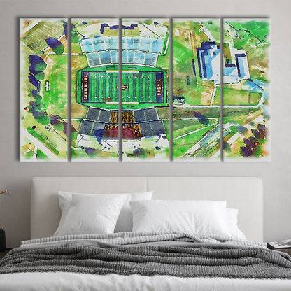Eddie Robinson Painting Stadium Watercolor, Grambling Louisiana, Sport Art, Extra Large Canvas Print Wall Art