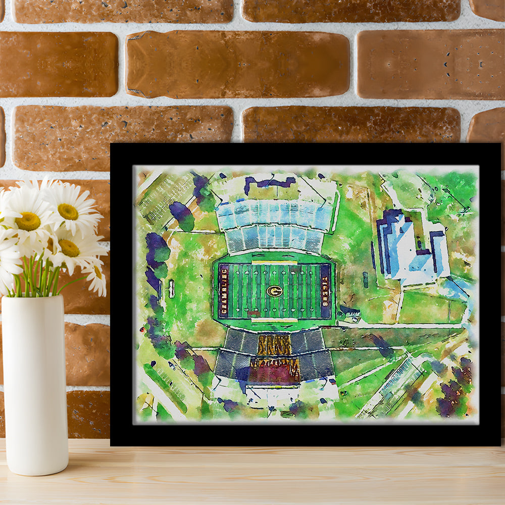 Eddie Robinson Painting Stadium Watercolor, Grambling Louisiana, Sport Gift Art, Framed Art Print Wall Decor