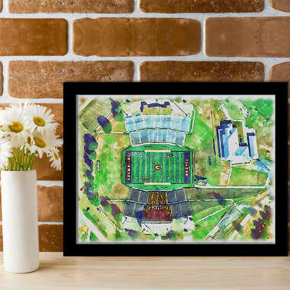Eddie Robinson Painting Stadium Watercolor, Grambling Louisiana, Sport Gift Art, Framed Art Print Wall Decor