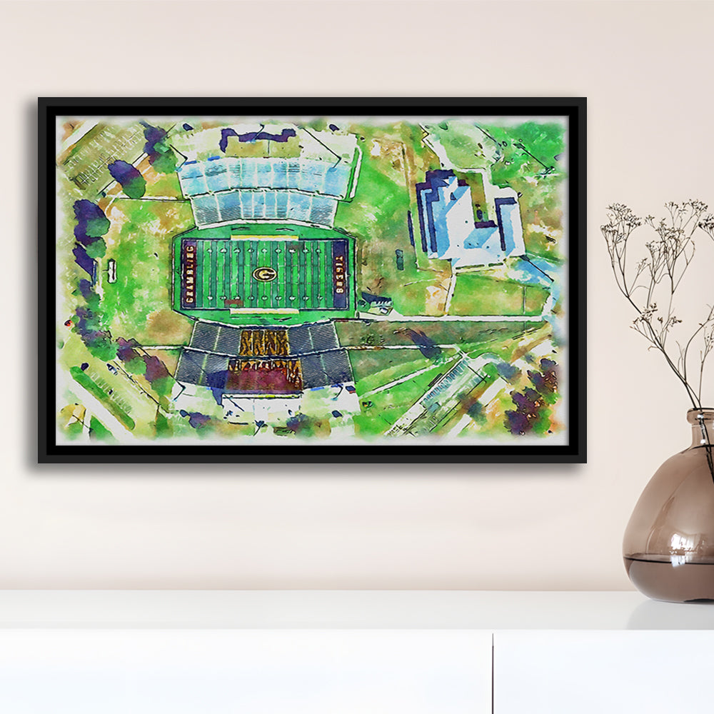 Eddie Robinson Painting Stadium Watercolor, Grambling Louisiana, Sport Gift Art, Framed Canvas Print Wall Art