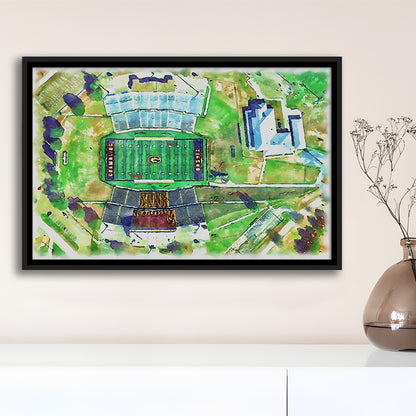 Eddie Robinson Painting Stadium Watercolor, Grambling Louisiana, Sport Gift Art, Framed Canvas Print Wall Art