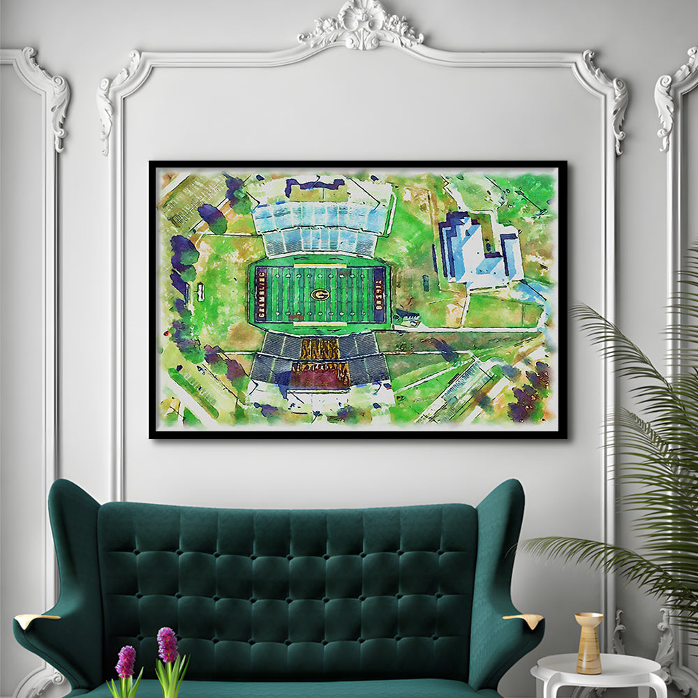 Eddie Robinson Painting Stadium Watercolor, Grambling Louisiana, Sport Gift Art, Framed Art Print Wall Decor